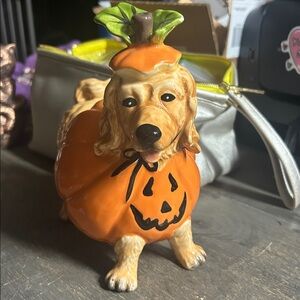 Blue Sky Clayworks ceramic Golden‎ Retriever Jack O Lantern Pumpkin Dog